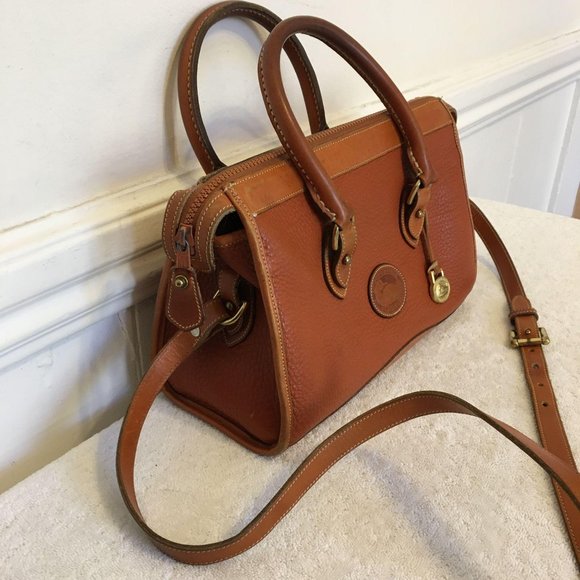 VINTAGE Dooney & Bourke British Tan Satchel Bag - Picture 4 of 12